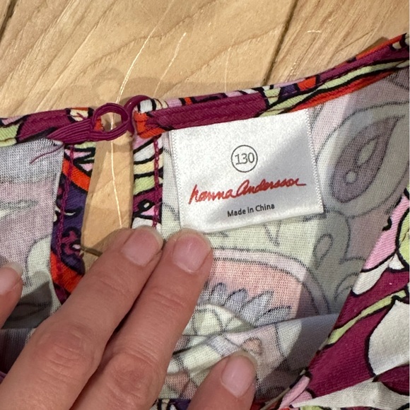 Hanna Andersson cotton long sleeve paisley dress (pink, purple, red & green) - Picture 2 of 5